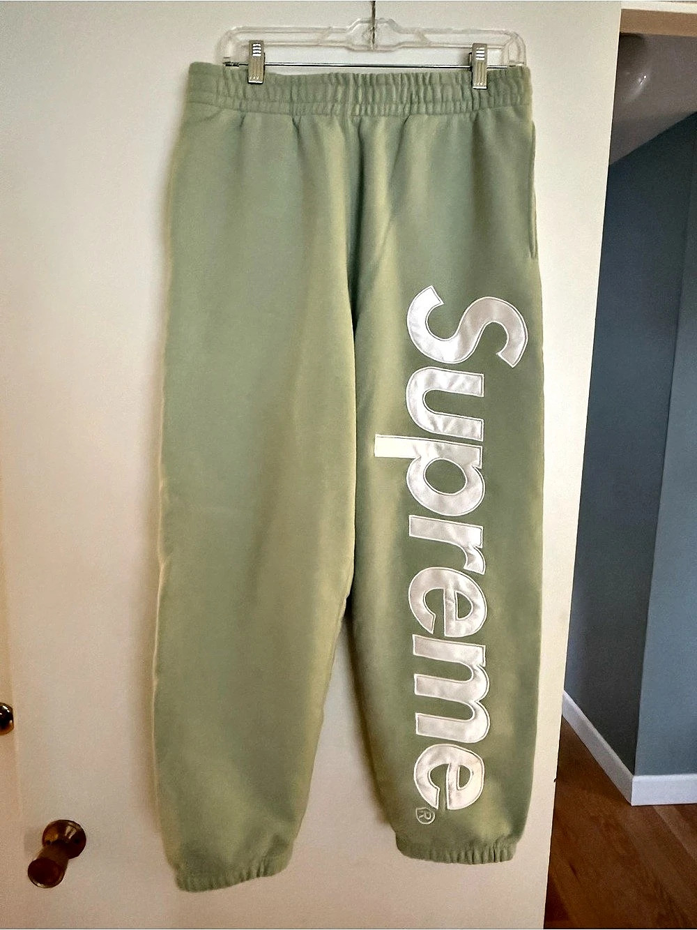 Supreme Satin Applique Sweatpant Green Large
